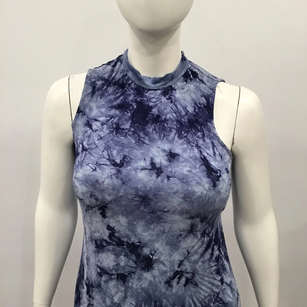 Justice‎ Girls Dress Tie Dye Size 20 Plus Blue Sleeveless Stretch Boho Mock Neck